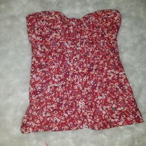 Red 70s style Guess tube top clasps in front